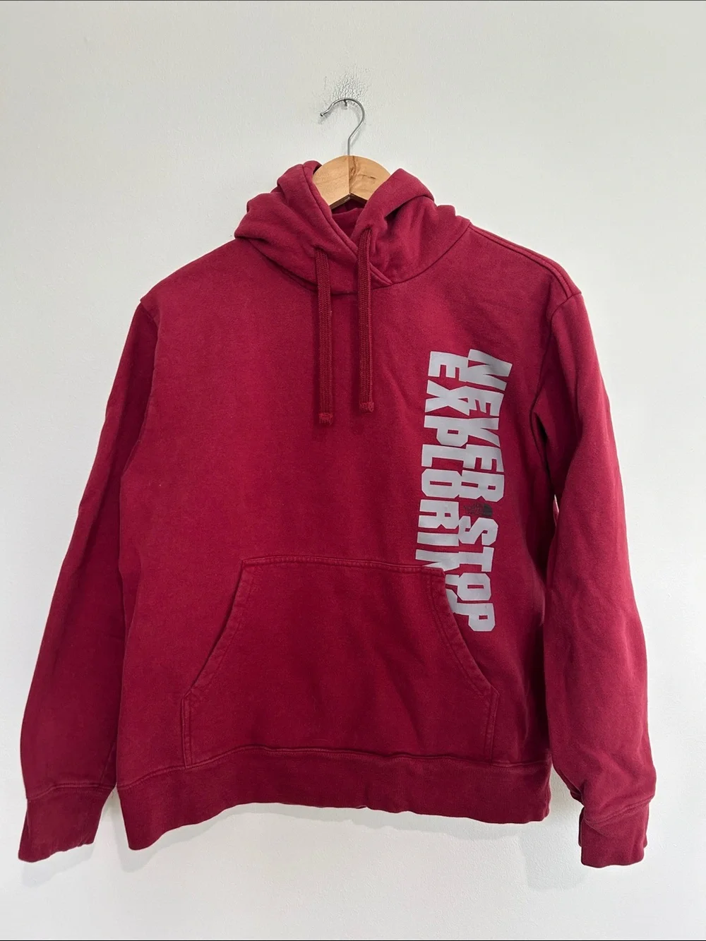 The North Face Mens Burgundy 'Never Stop Exploring' Pullover Hoodie Size Medium